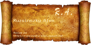 Ruzsinszky Alex névjegykártya